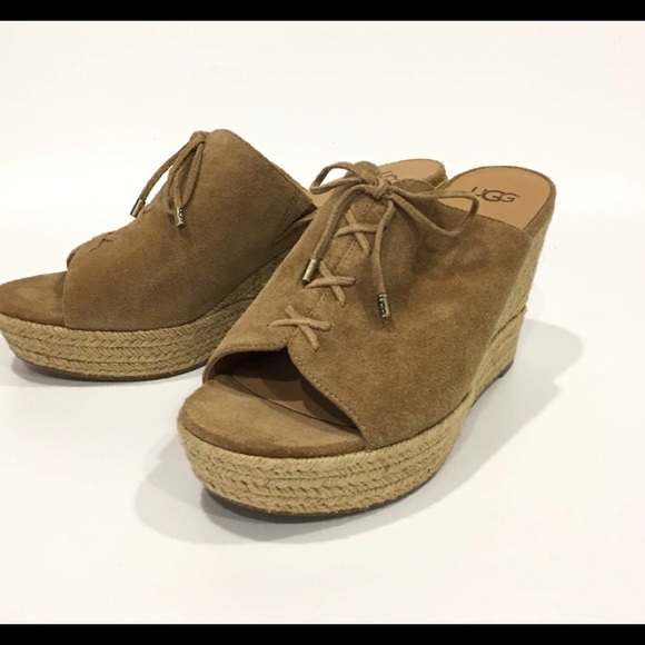 UGG Giorgia Wedge Platform Espadrilles -Chestnut -US 10 - Picture 4 of 6
